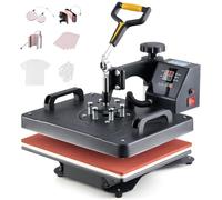 CREWORKS Pressa a Caldo 5 in 1, 30x38 cm Macchina per Termopressa Professionale, Set Multifunzione per Personalizzazione Magliette, Tazze, Cappelli e Piatti, Display Digitale, Rotazione 360°