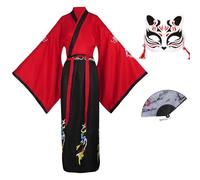 CRFASIBE Abito Hanfu da Donna, Costume Tradizionale Cinese con Maschera e Ventaglio Pieghevole, Vestito Ricamato per Feste, Servizi Fotografici e attività Culturali(Stile A)