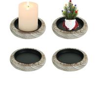 CRFASIBE Set da 4 Portacandele in Legno Rustic, con Vassoio Antigoccia, Supporto per Candele a Colonna, Decorazione per Tavolo, Matrimonio, Natale, San Valentino (Stile C)
