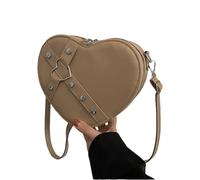 CRFFZ Borsa per tutti i giorni alla moda a tracolla per telefono elegante messaggeri a forma di cuore spalla per viaggi uso quotidiano donne, cachi