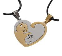 CRFFZ Collana abbinata a forma di gatto per migliore amico, lunghezza regolabile, accessorio per il collo per occasioni speciali o da indossare tutti i giorni, F, come descritto, come descritto