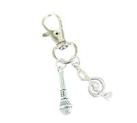 CRFFZ Portachiavi con ciondolo a forma di microfono e nota, in stile hip hop, accessorio ideale per gli appassionati di moda