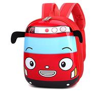 CRGANGZY 3D Cartoon Bus Bambino Zaino Piccolo Scuola Scuola Bambini Scuola Borsa Bookbag for Ragazzi Ragazze Vai for Una Gita, Rosso