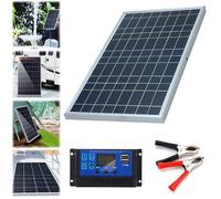 CRGANGZY Caricabatteria da pannello solare portatile 12V, Kit pannello solare da campeggio e roulotte da 10W con porta USB, Kit di ricarica pannello solare impermeabile per auto, automobile,