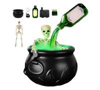 CRGANGZY Decorazioni di Halloween Indoor, decorazione del calderone con bottiglie di pozione galleggiante e nebbia, scheletro Cauldron Decor di Halloween per feste in casa da giardino Tavolo da giardi