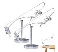 CRGANGZY Kinetic Fishing Balancing Sculpture, The Fisherman Balancing Sculpture - Metal Balance Art Statue for Home Office Desktop Decor, Unique Fishing Gift for Men, Fisherman Ornament