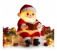 CRGANGZY Luci di Natale Santa Claus che Legge un Libro, Lucina Notturna Decorativa per la Vigilia, Scultura Natalizia Luminescente, Perfetta per Tavolo, Madia e Festa a Casa