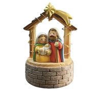 Crib Di Natale - Figure Del Presepe | Con Luce A LED | Decorazione Natalizia In Resina D'arte Con Illuminazione A LED | Figure Naturali Della Santa Famiglia | Per Tavolo, Scaffale, , Camera Da L