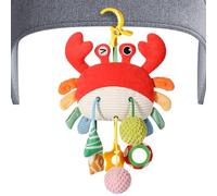 Crib Hangable Rattles Toys, Car Seat Bell Music Toy, Skin-Friendly Toddler Crab Design Crib Wind Chime, 8.66x11.81 Inches, Perfect for Stroller, Car Entertainment