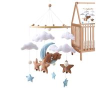 Crib Mobile, Bear Hanging Bassinet Mobile with Soft Felt Clouds and Stars, Gentle Nursery Toy for Infant Visual Stimulation, Baby Room Cradle Diaper Station Stroller Decoration