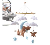 Crib Mobile, Bear Mobile Bassinet Toys, Felt, Wood Cloud Cradle Toy, Adorable Nursery Decor for Bedroom, Children's Room, Diaper Station, Stroller Decoration, Engaging Visuals, Soft Textures, 45x23cm