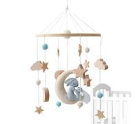 Crib Mobile, Bed Bell Toy, 17.72x9.06 Inches, Hangable Rotatable, Soothing Stroller Playpen Accessory, Nursery Room, Gentle Sensory Toy for New Parents Childcare Providers, Baby Boys Girls