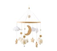 Crib Mobile for Babies, Bohemian Music Bassinet Pendant, Calming Interactive Toy for Bedtime Play, Wooden Nursery Accessory Stroller Crib Bed Decor, Soft Visual Stimulation Mobile