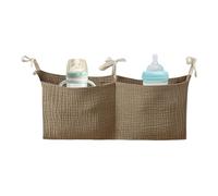 Crib Pocket - 45 g Pure Cotton Gauze Nursery Diaper Crib Organizer portatile Bedside Bag | Cotton Organizing Bag With 2 Pockets Multiple-Use Bedding For Feeding Bottle