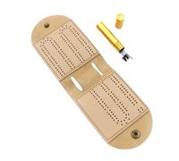 Cribbage Board Game Set, Pu Leather Travel Kit, Foldable Playing Case, 4 Metal Pegs, Compact Portable Entertainment for Picnics Family Gatherings Parties Leisure, 10.31x3.15 Inches