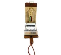 Cribbage Board Game Set, Wood Cribbage Board with Faux Leather Material Case, Classic Cribbages, Full Deck of Cards and 6 Pegs, Portable Travel Edition, 10x7x3cm