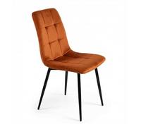 Cribel 6PCs Sedia New ARCA in Velluto Ruggine con Schienale Trapuntato a Griglia, Sedia Moderna Imbottita per Sala da Pranzo, Cucina e Soggiorno, Gambe in Metallo Nero 42x42xH89 cm