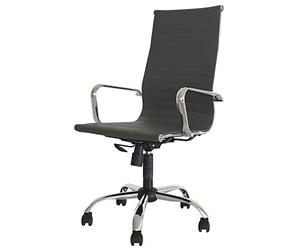 Cribel Akka Poltrona Presidenziale Da Ufficio in Ecopelle Grigia Con Braccioli Cromati, Altezza Regolabile E Design Moderno Per Studio Professionale O Home Office, 55 X 61,5 X 107,5 Cm