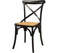 Cribel Pepita Cross Set 2 Sedie in Legno Massello | Sedute in Bambù con Schienale a X Stile Thonet | Sedie da Cucina, Sala da Pranzo o Ristorante | Design Classico e Durevole (Nero/bambù)