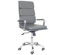 Cribel Poltrona Mito Presidenziale in Finta Pelle e Metallo Cromato, Design Elegante e Confortevole, Ideale per Ufficio, Studio, Casa o Sala Riunioni, Colore Grigio, 56 x 61 x 117 cm