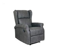 Cribel Poltrona Relax Bergere Arlette A Nabuk Grigio Ignifugo - Poltrona Reclinabile Vintage con Schienale e Pediera Regolabili, Tessuto Antimacchia Resisten