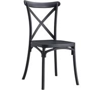 Cribel Sedia Cross Set 4 Antracite in Polipropilene, Schienale a Croce Stile Classico, Sedia Impilabile e Resistente per Cucina, Sala da Pranzo, Giardino, Terrazzo, Bar e Ristoranti