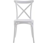 Cribel Sedia Cross Set 4 Bianca in Polipropilene, Schienale a Croce Stile Classico, Sedia Impilabile e Resistente per Cucina, Sala da Pranzo, Giardino, Terrazzo, Bar e Ristoranti (BIANCA)