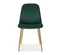 Cribel SEDIA NEW LENA VELLUTO VERDE/GAMBE ORO | Set 4 Sedie da Pranzo in Velluto Verde con Impunture a Rombi | Design Moderno ed Elegante per Cucina, Soggiorno e Sala da Pranzo