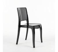 Cribel Set 4 Sedie in Metacrilato Nero Design Moderno con Schienale Ergonomico, Sedia Elegante e Resistente per Cucina, Soggiorno e Sala da Pranzo 51,3x51x92 cm