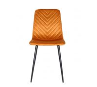 Cribel Set di 6 New Point in Velluto Senape con Schienale Rigido Motivo Chevron | Sedia Imbottita Moderna per Sala da Pranzo, Soggiorno o Cucina | Gambe in Metallo Nero 42x42xH89 cm (Ruggine)