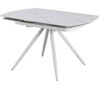 Cribel Tavolo da Pranzo Allungabile Florida in Ceramica Opaca Effetto Marmo | Design Moderno ed Elegante | 130-190x90x75 cm | Gambe in Metallo Bianco