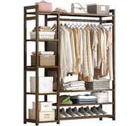 Cribricea Appendiabiti in bambù resistente con 2 ripiani scarpiera e ganci per cappotti, borse e scarpe, capacità di carico 120 kg, soluzione di nizzazione durevole ed elegante (120 x 30 x 150 cm)