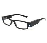 Cribricea Occhiali da lettura con luce, ricaricabili, con lente d'ingrandimento a LED, occhiali da vista unisex con blocco della luce blu, visione nitida(2.0x)