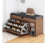 Cribricea Panca da ingresso moderna con contenitore nascosto, seduta imbottita in pelle, scarpiera for bambini e adulti, bianca(Brown,80x50x31cm)