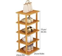 Cribricea Scarpiera verticale a 5/7/8 livelli, scarpiera sottile in legno for piccoli spazi, torre for scarpe alta for ingresso, salvaspazio, impilabile, adatta ad angoli e porte(5layer)