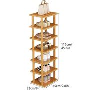 Cribricea Scarpiera verticale a 5/7/8 livelli, scarpiera sottile in legno for piccoli spazi, torre for scarpe alta for ingresso, salvaspazio, impilabile, adatta ad angoli e porte(7layer)