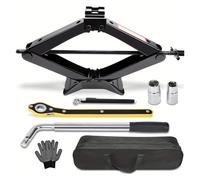 Cric a forbice for auto 3T, manovella di emergenza for (6614,0 libbre), chiave a croce, strumenti manuali for la sostituzione degli pneumatici, kit for for il sollevamento