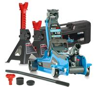 STIX Cric idraulico 2,5T con supporto 3T - Robusto set di cric con regolazione in altezza, min. 85 mm, max. 365 mm, borsa per il trasporto con