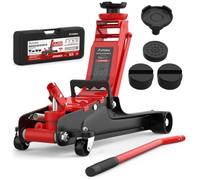 Cric idraulico 2,5T auto piatto 85mm valigetta 3 tamponi gomma adattatore | AUTORIA rullo ultra-piatto, 3 tamponi antiscivolo + adattatore, valigetta trasporto, bagagliaio officina, garanzia 2 anni