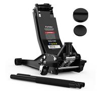 Cric idraulico 3T piatto, altezza di sollevamento 75-505 mm, con 2 cuscinetti in gomma, professionale per auto, ruote a 360°