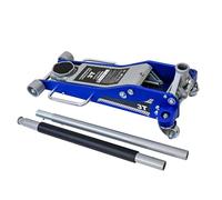 Cric idraulico orizzontale 3T in alluminio/ferro/con sella aggiuntiva (adatto per SUV e camion con altezza estesa): capacità 3 tonnellate, blu e argento