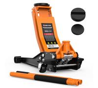 Cric idraulico per auto 3T ribassato piatto 75-505mm sollevatore SUV | 2 tamponi gomma, ruote pivotanti officina garage, camion moto berlina, cambio pneumatico panne, GENTOR garanzia 2 anni