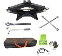 CRIC PER AUTO DA 2 TONNELLATE+CHIAVE A CROCE PER SVITARE BULLONI AUTO COMPATIBILE CON NISSAN MICRA 2010 CRIK A PANTOGRAFO CON CRICCHETTO E CHIAVE INGLESE KIT AUTO SOLLEVAMENTO PNEUMATICI
