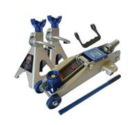 Cric sollevatore idraulico a carrello 2 T 2000KG + 2 cavalletti per auto 3 T 3000KG