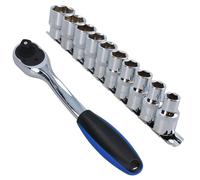Cricchetto curvo unità 1/2" 72 denti + prese metriche poco profonde 10 mm - 2...