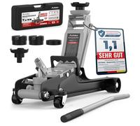 Cricchetto idraulico 2,5T extra piatto con custodia per il trasporto, 3 cuscinetti in gomma e adattatore, cric per auto fino a 2500 kg (colore grigio chiaro)