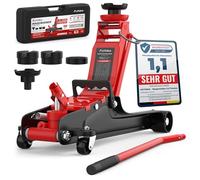 Cricchetto idraulico 2,5T extra piatto con custodia per il trasporto, 3 cuscinetti in gomma e adattatore, martinetto per auto fino a 2500 kg (rosso)