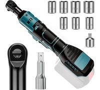 Cricchetto per batteria Makita da 18 V, chiave a cricchetto da 3/8", 60 Nm 400 giri/min, cacciavite elettrico a cricchetto senza fili con 8 chiavi a bussola, adattatore da 1/4" e asta di prolunga da 3