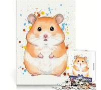 Criceto ad acquerello con schizzi colorati, puzzle da 1000 pezzi per adulti, stimola la memoria, passatempo rilassante, taglio di qualità, sorpresa di compleanno (38x52cm)