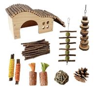 Criceto Giocattolo Set Gabbia da Appendere Cucito a Mano Rattan Palla 10PCS